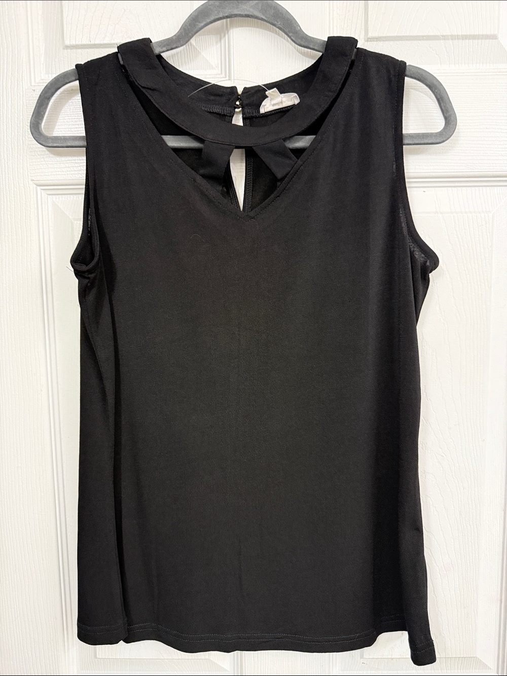 Classic Black Sleeveless Cutout Neck Top - Women's